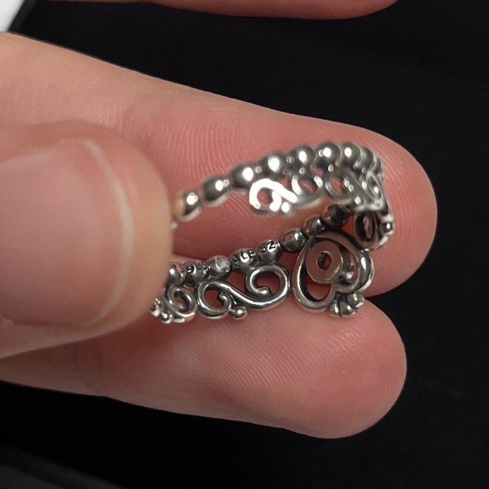 Pandora Princess Tiara Crown Ring sterling silver cubic zirconia 925 silver Sz 6 - Picture 7 of 8
